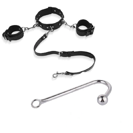 Anal Elegant Beaded Hook Collar 5334 with Cuffs and 1215